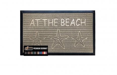 Gorilla Grip At The Beach Alfombrilla de puerta de caucho natural genuino de larga duración, 29 x 17, felpudo duradero, exterior interior, resistente al agua, alfombrillas de bajo perfil fáciles de limpiar para entrada, taller, patio exterior, áreas de alto tráfico, color arena beige