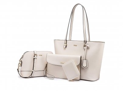 Bolsos de mujer Bolsos de hombro Bolso Satchel Hobo Conjunto de monedero beige de 3 piezas